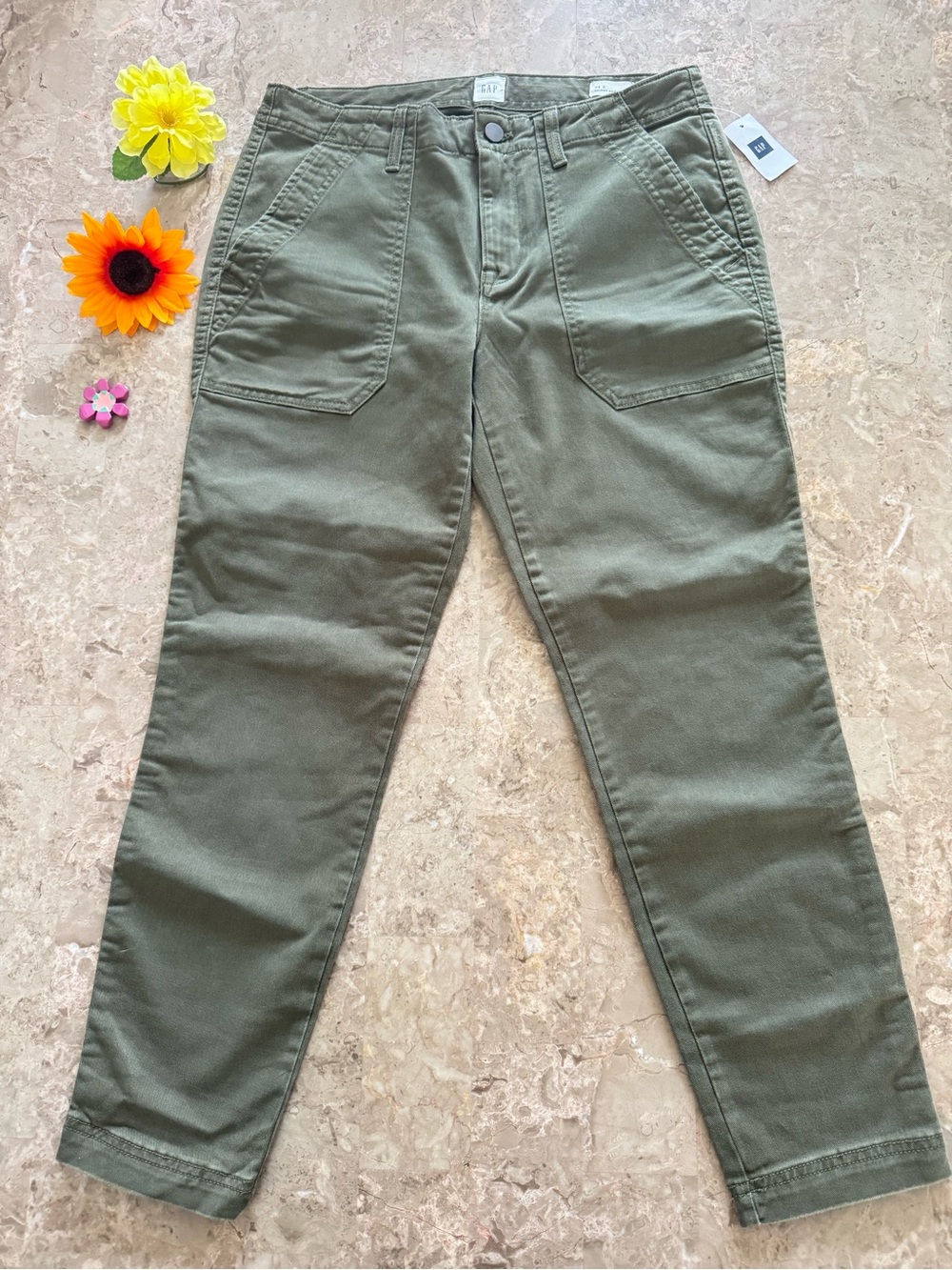 👖 NWT GAP Olive Green Skinny Ankle Utility Pants Size 6S ✨